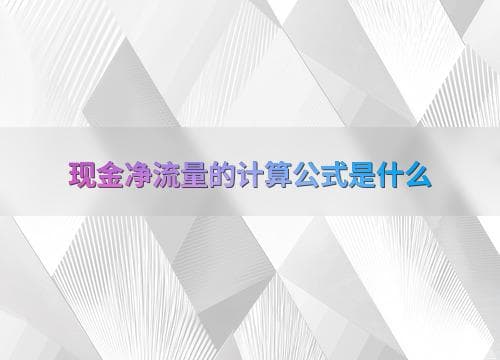 现金净流量的计算公式是什么