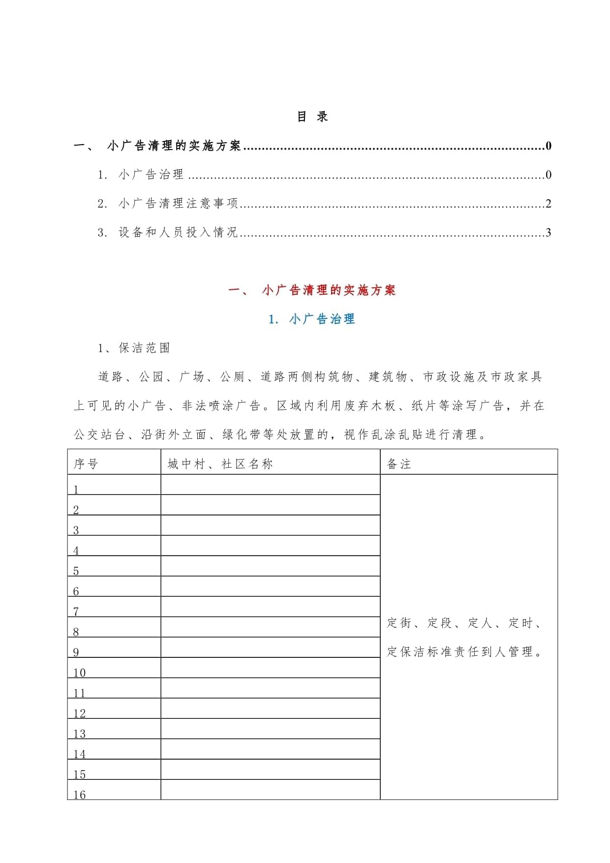 小广告清理的实施方案