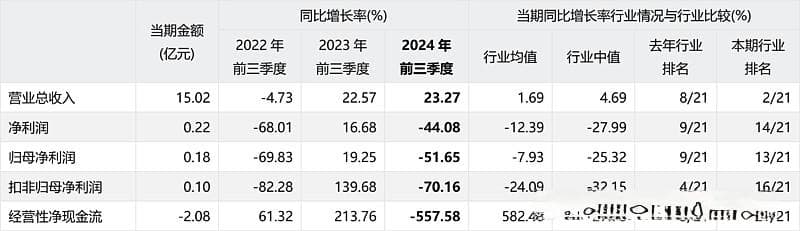 三丰智能(300276.SZ)2024年三季度经营业绩分析报告