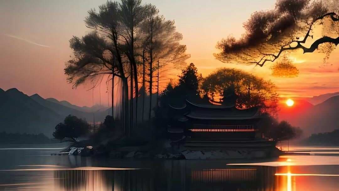 一首秋景诗，意境开阔，每一句都是一幅壮丽的山村秋色画卷