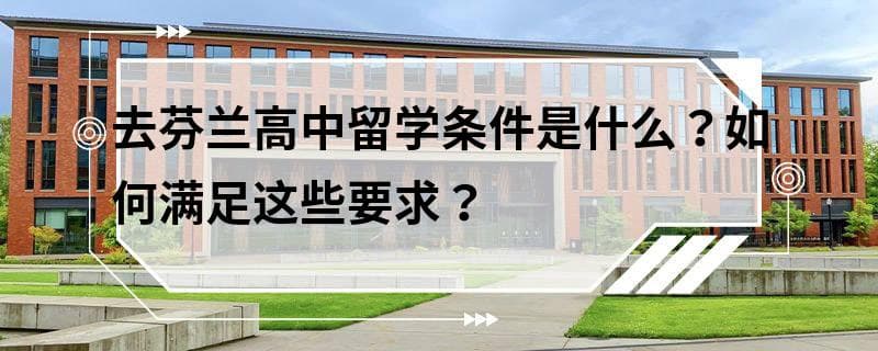 去芬兰高中留学条件是什么？如何满足这些要求？