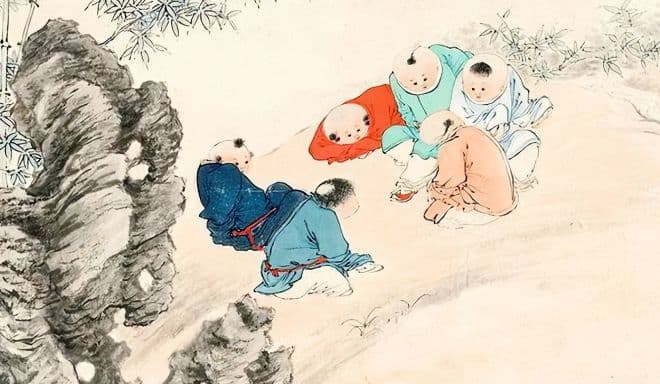古代的孩提生活：端坐书堂中，戏蝶阡陌里，不言苦乐笑人间