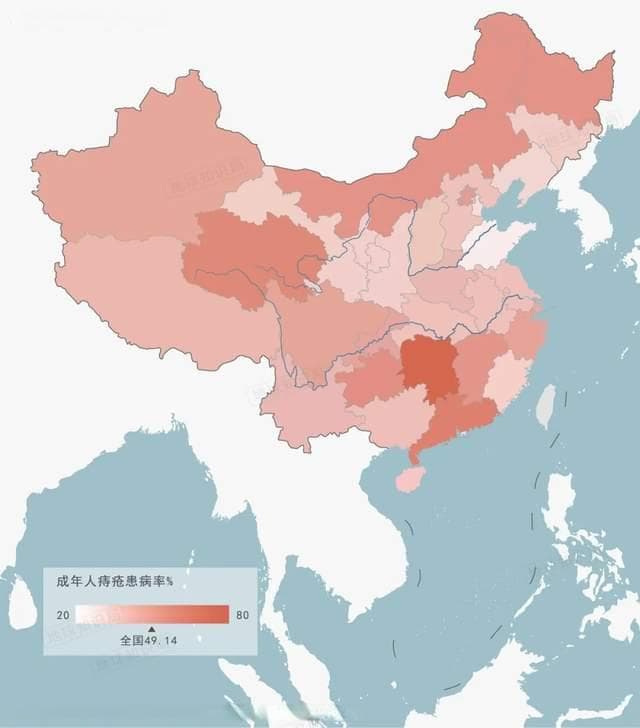 中国哪个省，痔疮比例最高？
