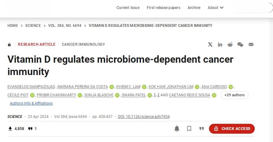 Science：维生素D助力改变小鼠机体的肠道菌群从而赋予其更强的抗癌免疫力