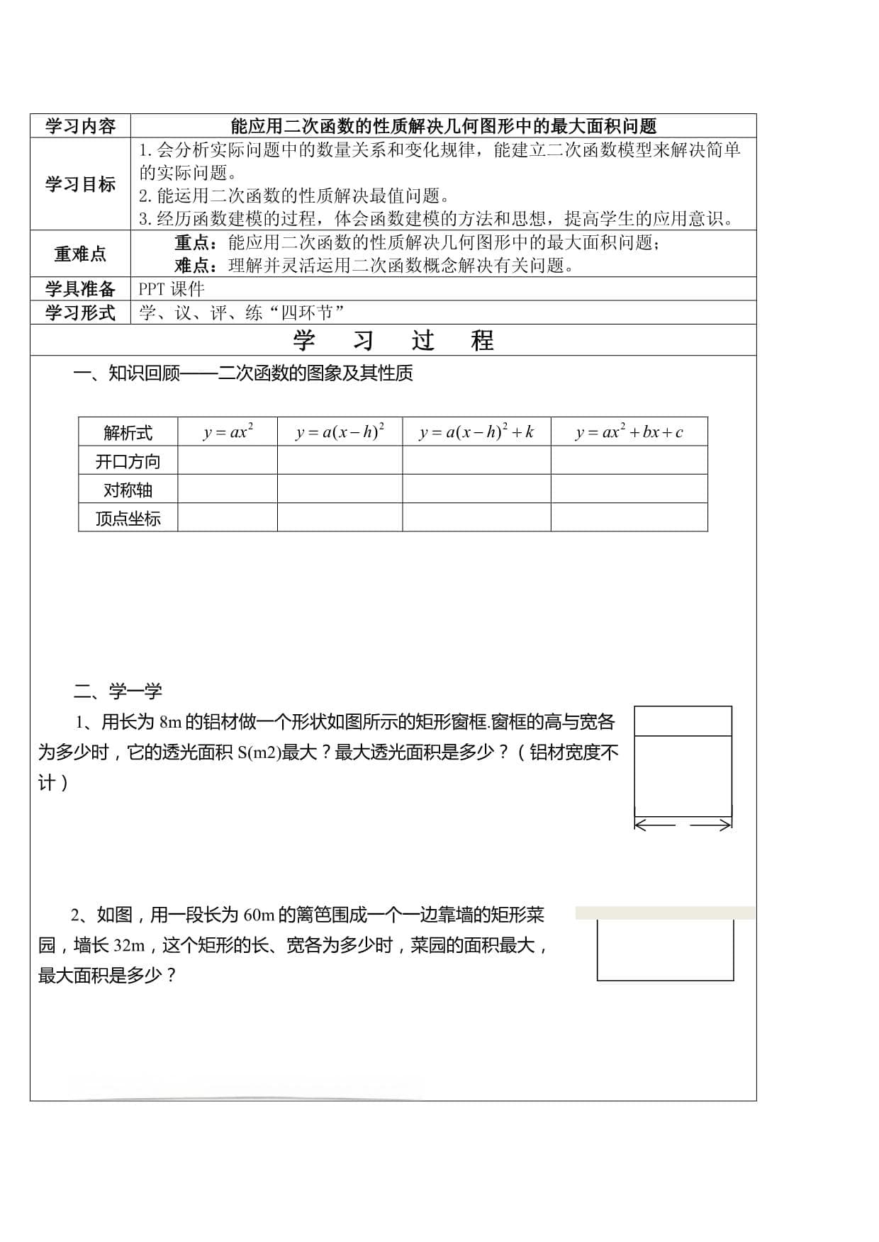 二次函数的应用：解决几何图形中的最大面积问题