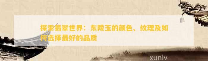 探索翡翠世界：东陵玉的颜色、纹理及如何选择更好的品质