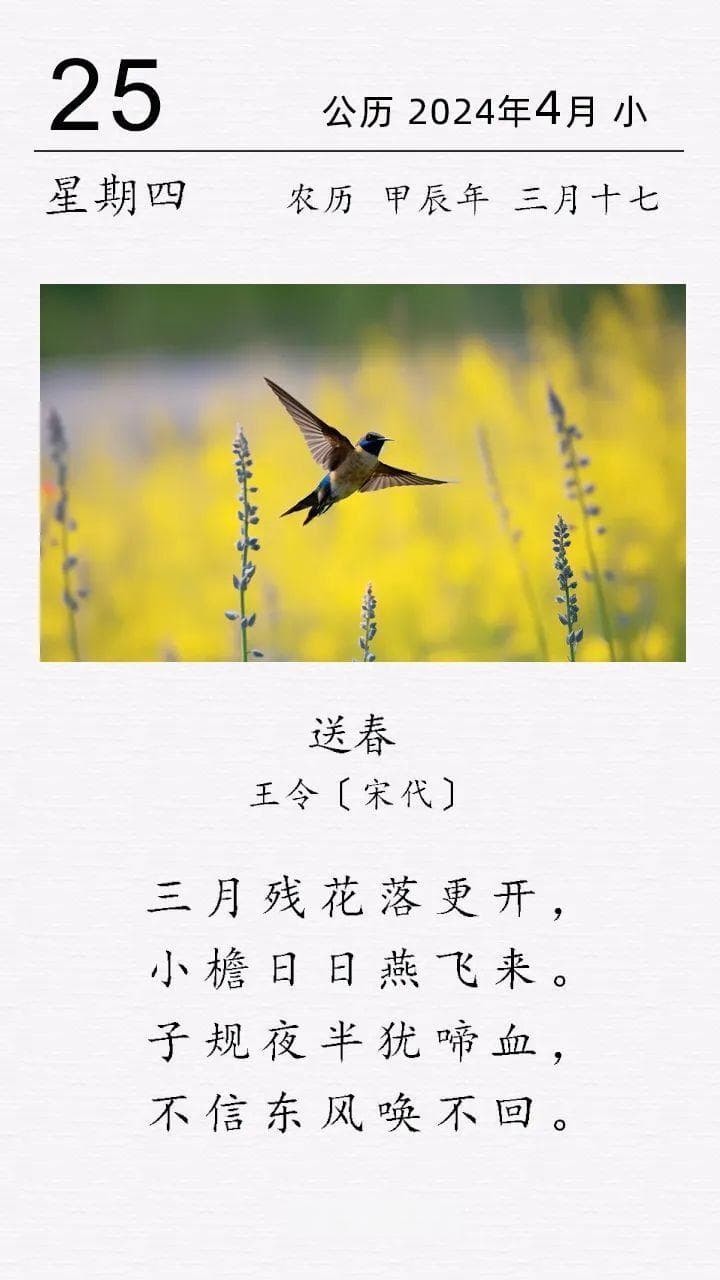 王令《送春》赏析：春光虽逝，诗意长存