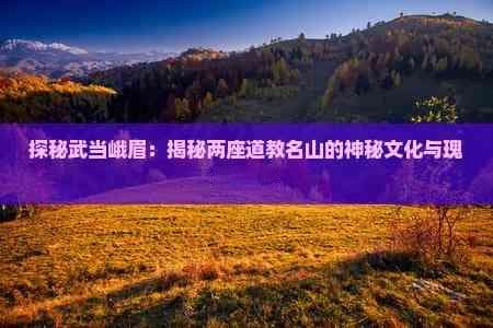 探秘武当峨眉：揭秘两座道教名山的神秘文化与瑰丽风光
