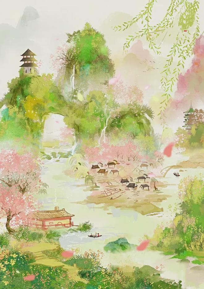 五首诗词，喜迎春分：东风吹散梨花雨，醉卧青山白云边