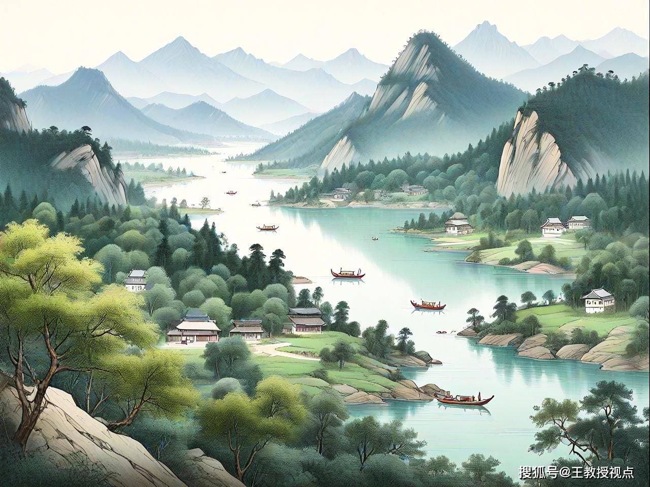 万里锦绣江山：人物动物植物生态环境的和谐共生画卷
