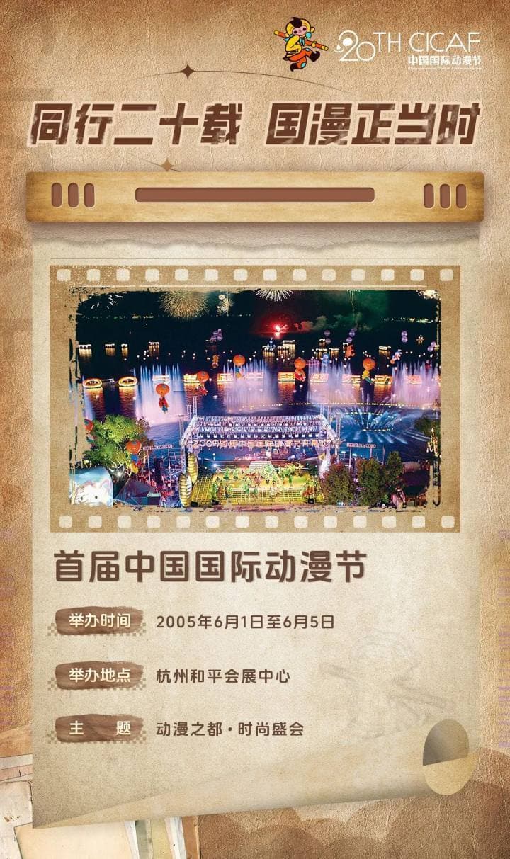 2005年的今天，杭州迎来了首届中国国际动漫节！动漫节20年了，有你的回忆吗？