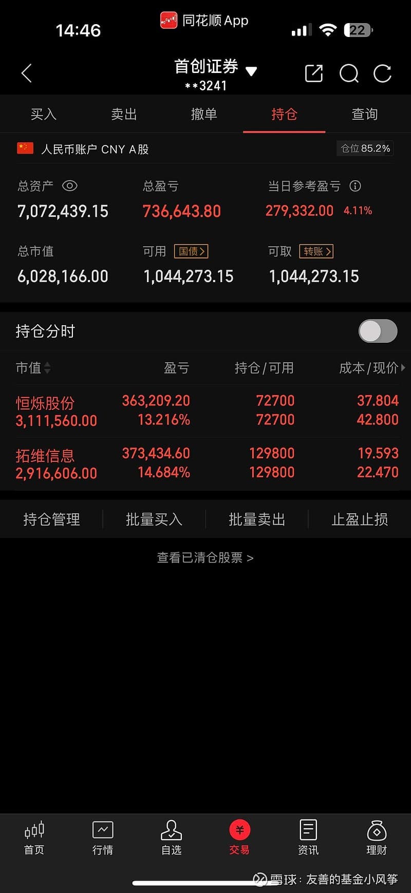 交易不分析，操盘不盯盘