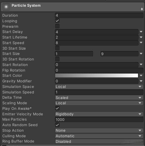 Unity粒子系统参数详解
