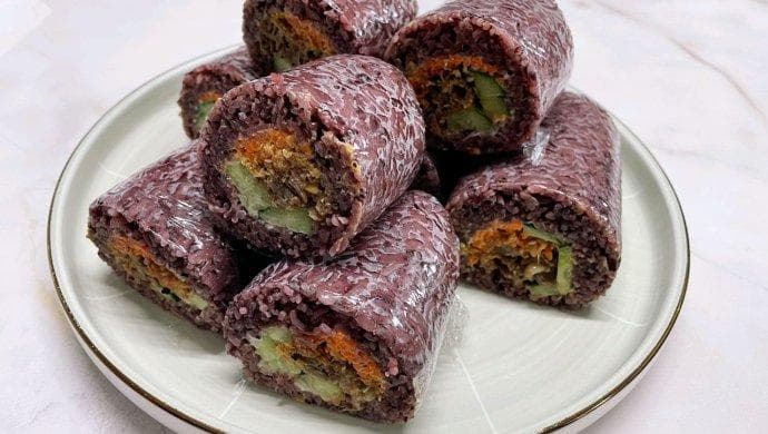 紫米饭团的制作方法
