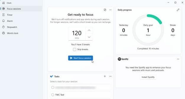如何在Windows 11/10中使用内置的番茄工作法
