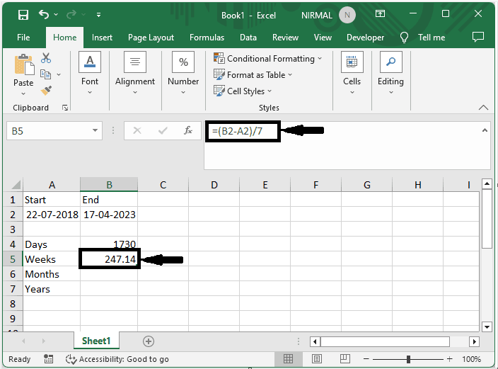 Excel 如何计算两个日期之间的天数、周数、月数或年数
