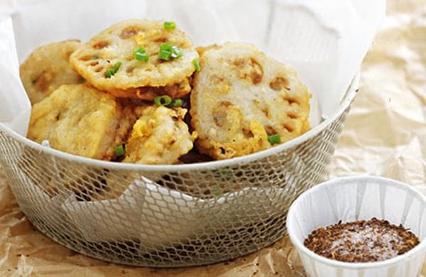 香酥炸藕夹（附椒盐做法）