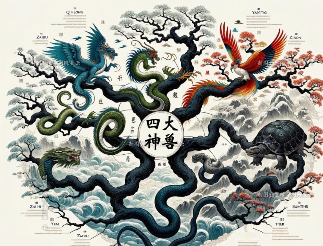山海经四大神兽：青龙白虎朱雀玄武的方位密码