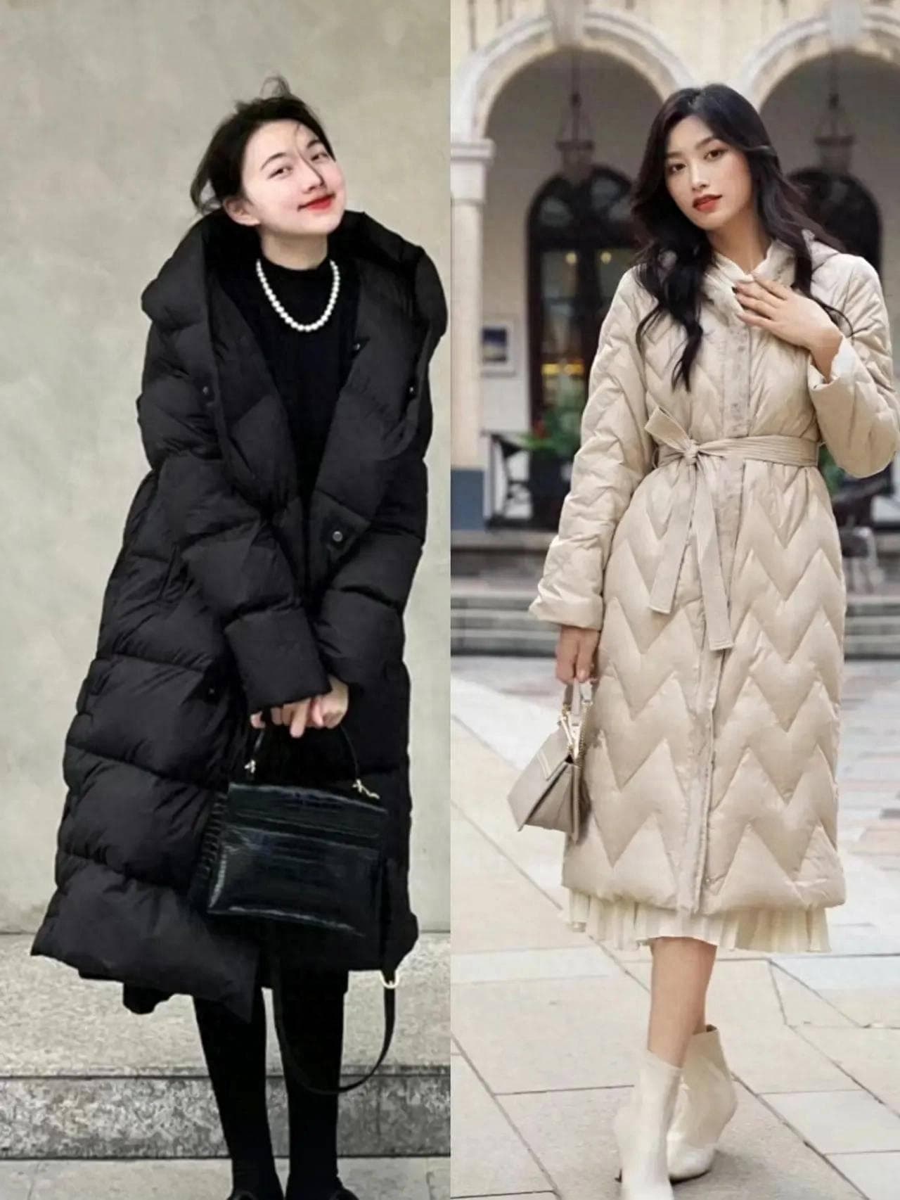 冬天穿羽绒服，该搭配什么裤子和裙子？学这3种穿法时髦又保暖