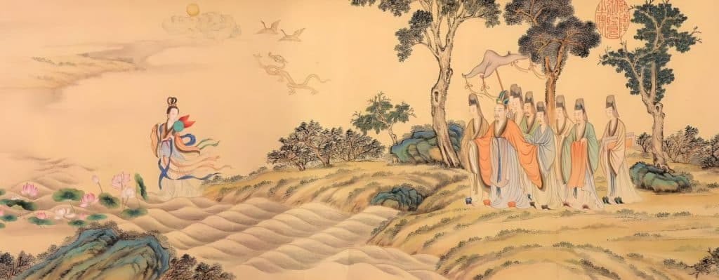 洛神赋图，采用连续多幅画面表现一个完整情节的手法，体现东晋时期绘画独特魅力