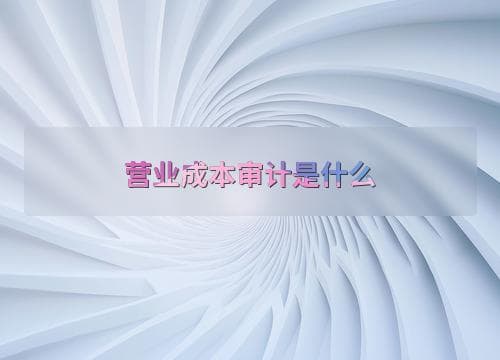 营业成本审计是什么