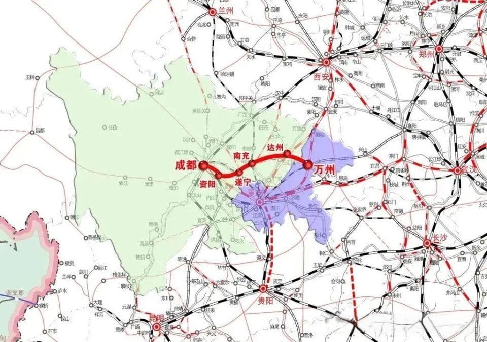 四川铁路2030年（含）前通车计划：除2025年外，每年都有新线开通