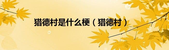 猎德村是什么梗（猎德村）