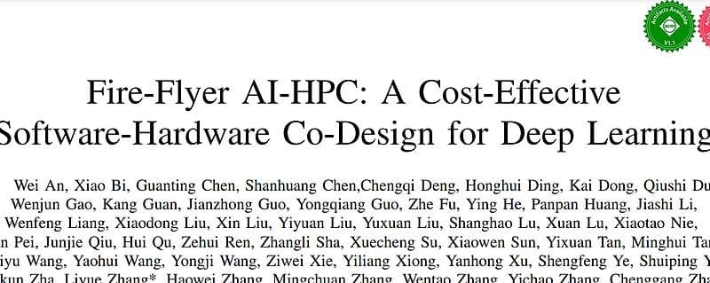 Fire-Flyer AI-HPC：一种成本效益高的深度学习软硬件协同设计