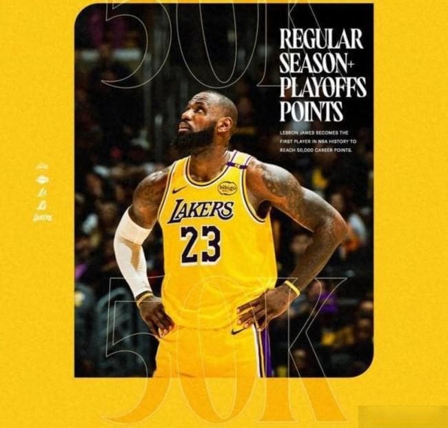 NBA历史总得分排名 詹姆斯领衔杜兰特第六