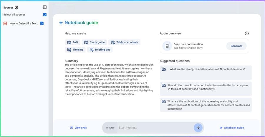Google NotebookLM使用指南：AI助力文档处理与笔记管理