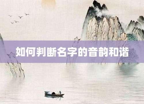 如何判断名字的音韵和谐