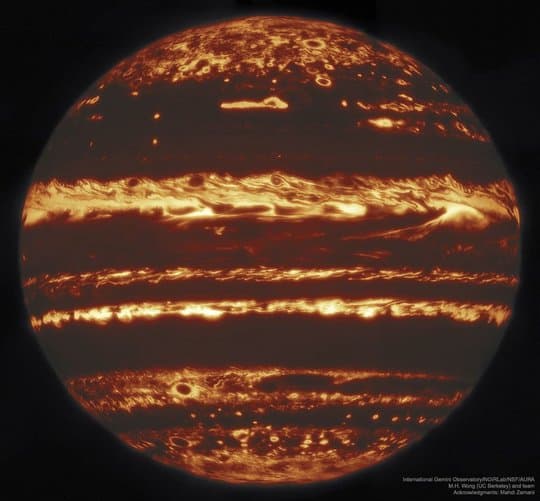 双子望远镜拍摄的红外光木星影像