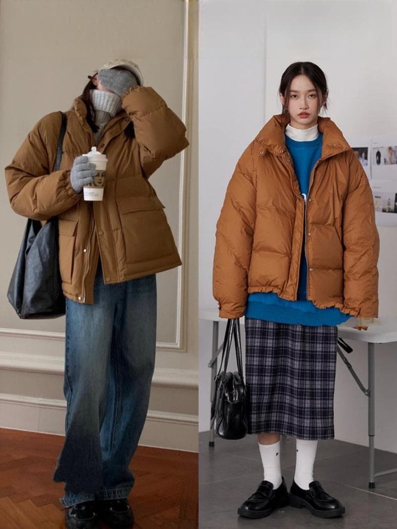 棕色羽绒服搭配哪些围巾更加时尚好看