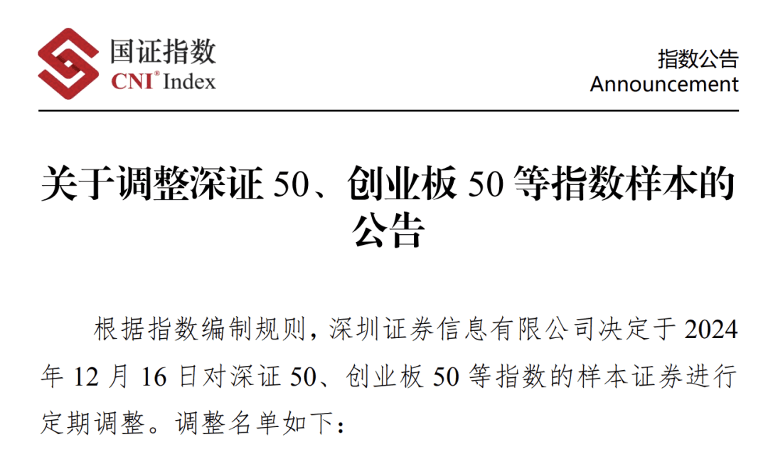 A股大调仓！深证成指等核心指数样本股今日起大调整