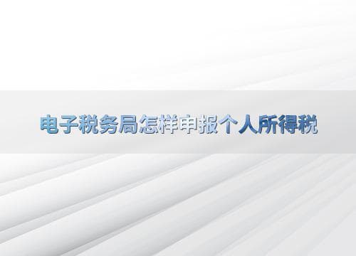 电子税务局怎样申报个人所得税