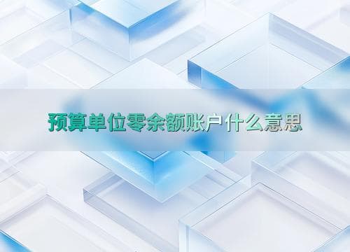 预算单位零余额账户是什么意思？