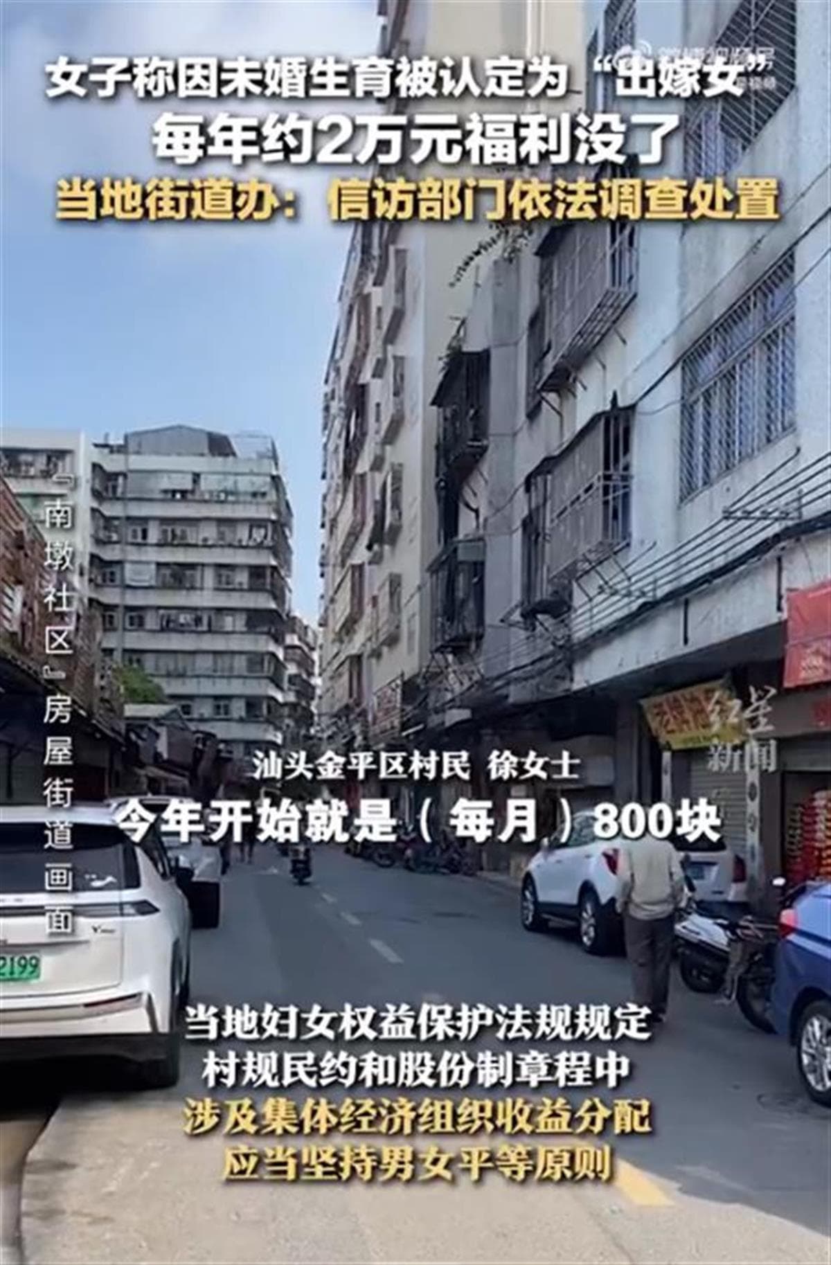 女子称因未婚生育被取消村集体分红，村里的事也必须依法来办