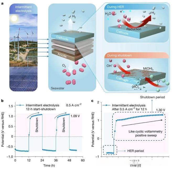 Nature重磅：实现10000小时稳定运行，新型催化剂破解海水电解制氢难题
