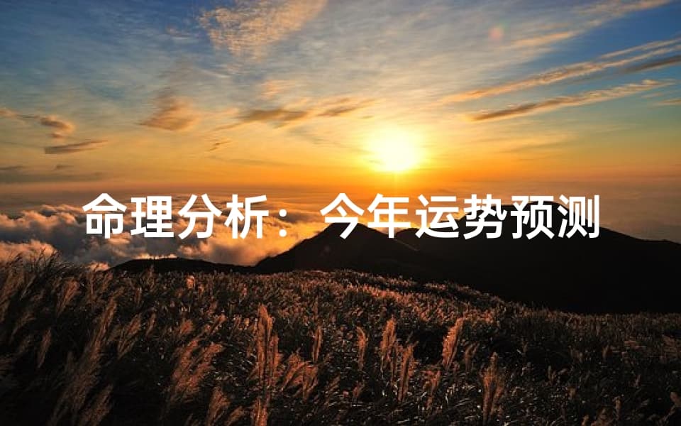 命理分析：今年运势预测