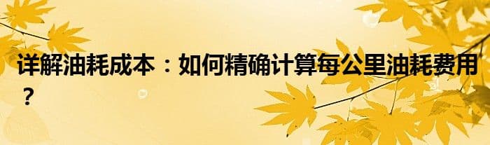 详解油耗成本：如何精确计算每公里油耗费用？