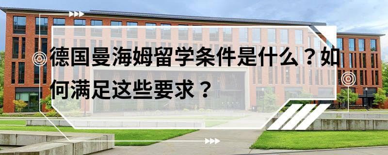 德国曼海姆留学条件是什么？如何满足这些要求？