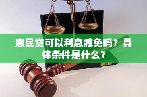 惠民贷可以利息减免吗？具体条件是什么？
