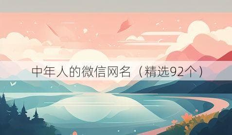 中年人的微信网名（精选92个）
