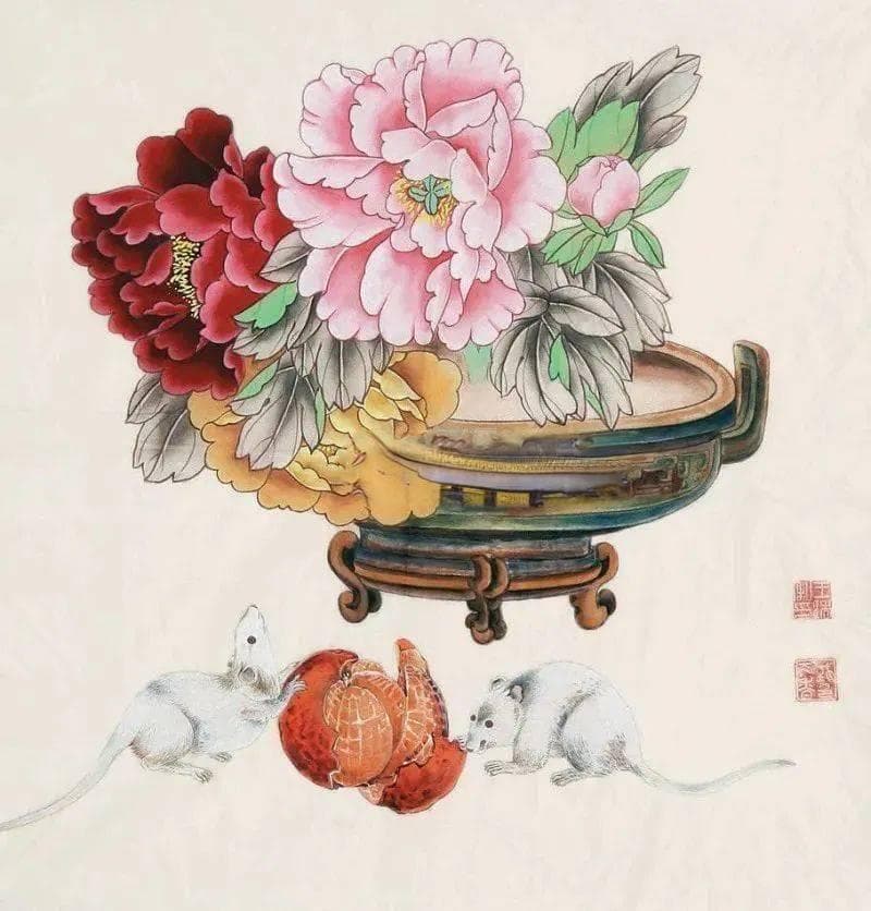 她笔下的牡丹名扬天下，每一朵都是那么的雍容华贵！
