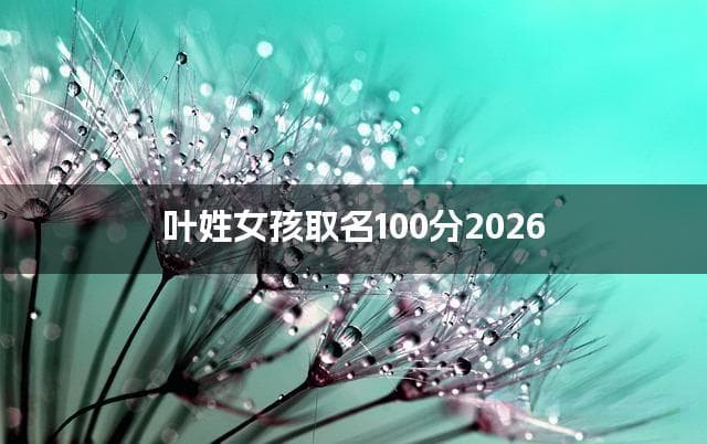 叶姓女孩取名100分2026，有寓意的名字