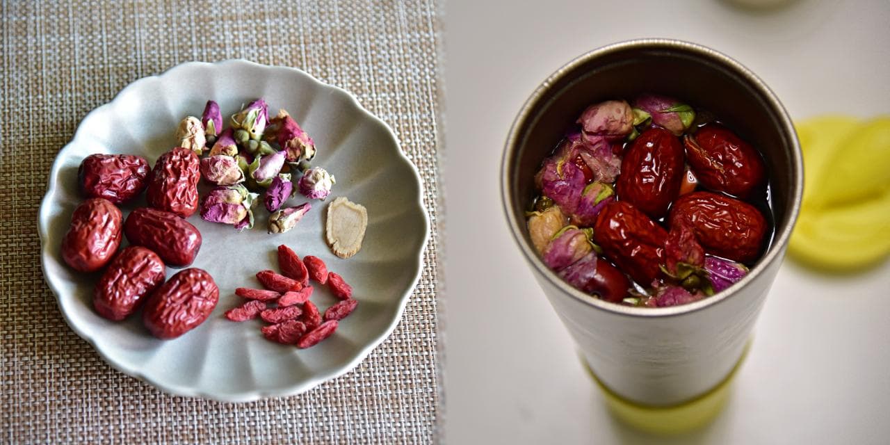 冬天养生茶食谱｜红枣枸杞花旗参玫瑰花茶