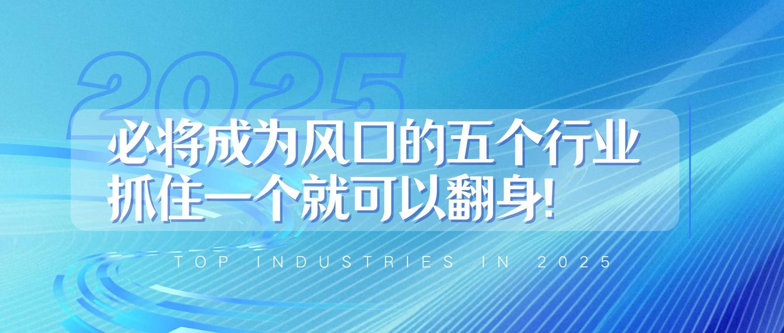 2025必将成为风口的五个行业，抓住一个就可以翻身！