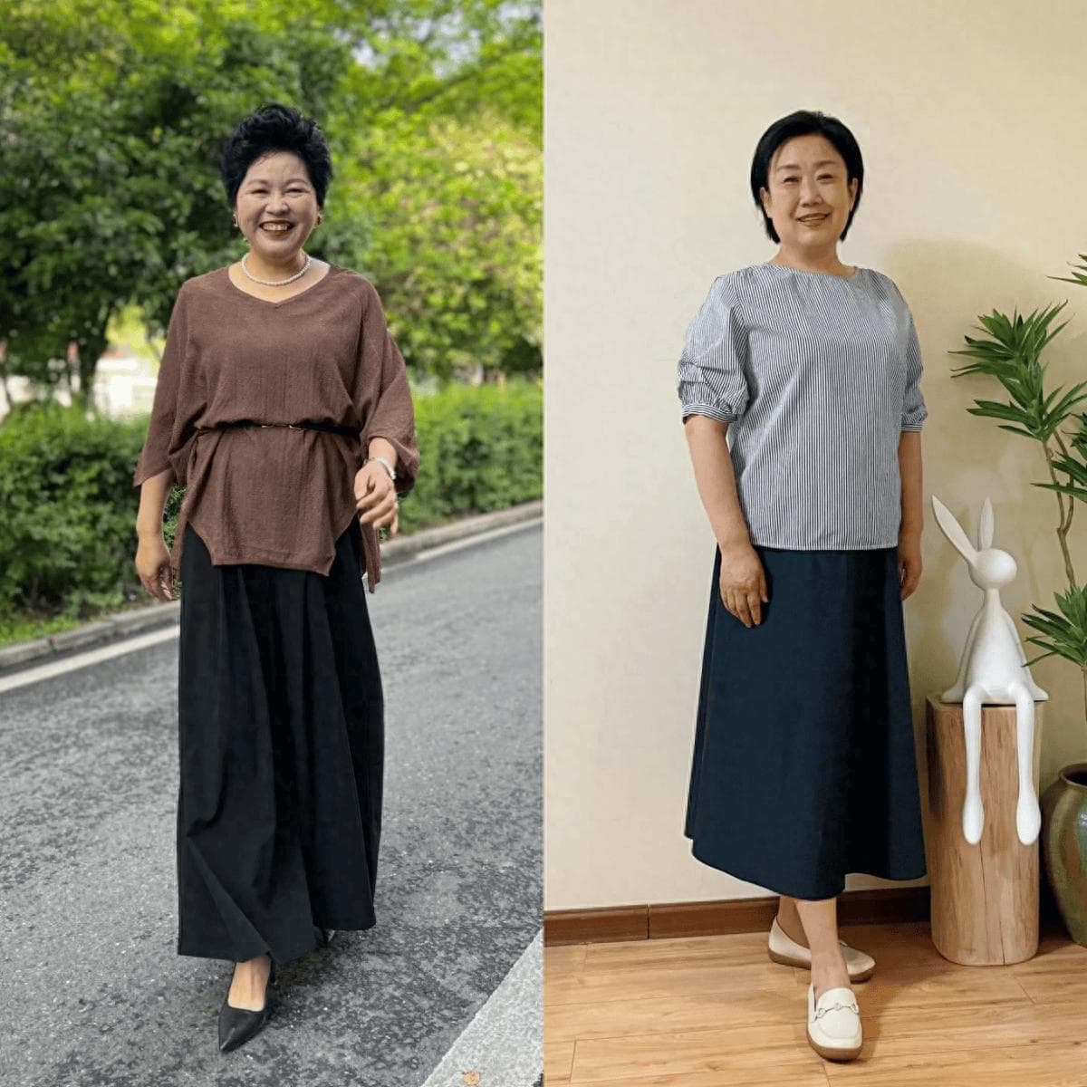 这才是130斤阿姨该有的打扮：衣不紧身、色不过三，老了也优雅