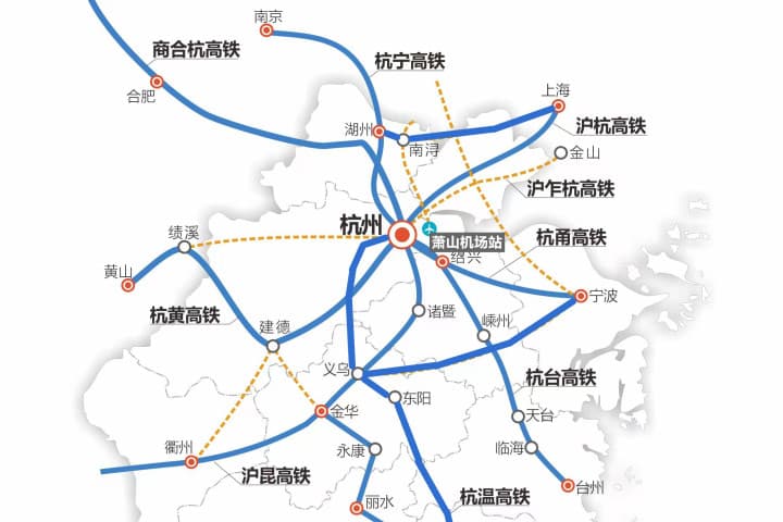 今后从萧山机场坐高铁，可以去哪些地方？上海、宁波、绍兴、嘉兴、金华……