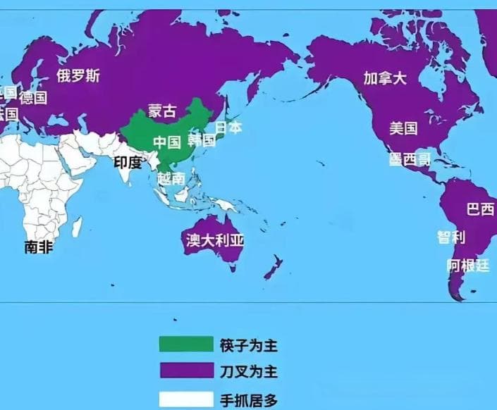 吃饭方法分布，全球40亿人用手，筷子不出东亚？